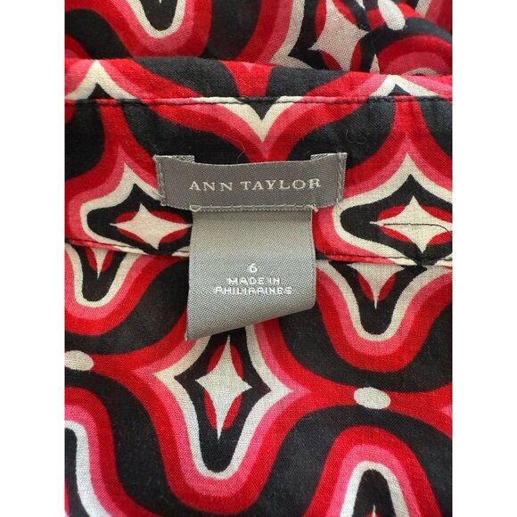 Ann Taylor Multicolored Collared 3/4-Sleeve Lightweight Button Up Shirt Women 6 - Picture 7 of 9